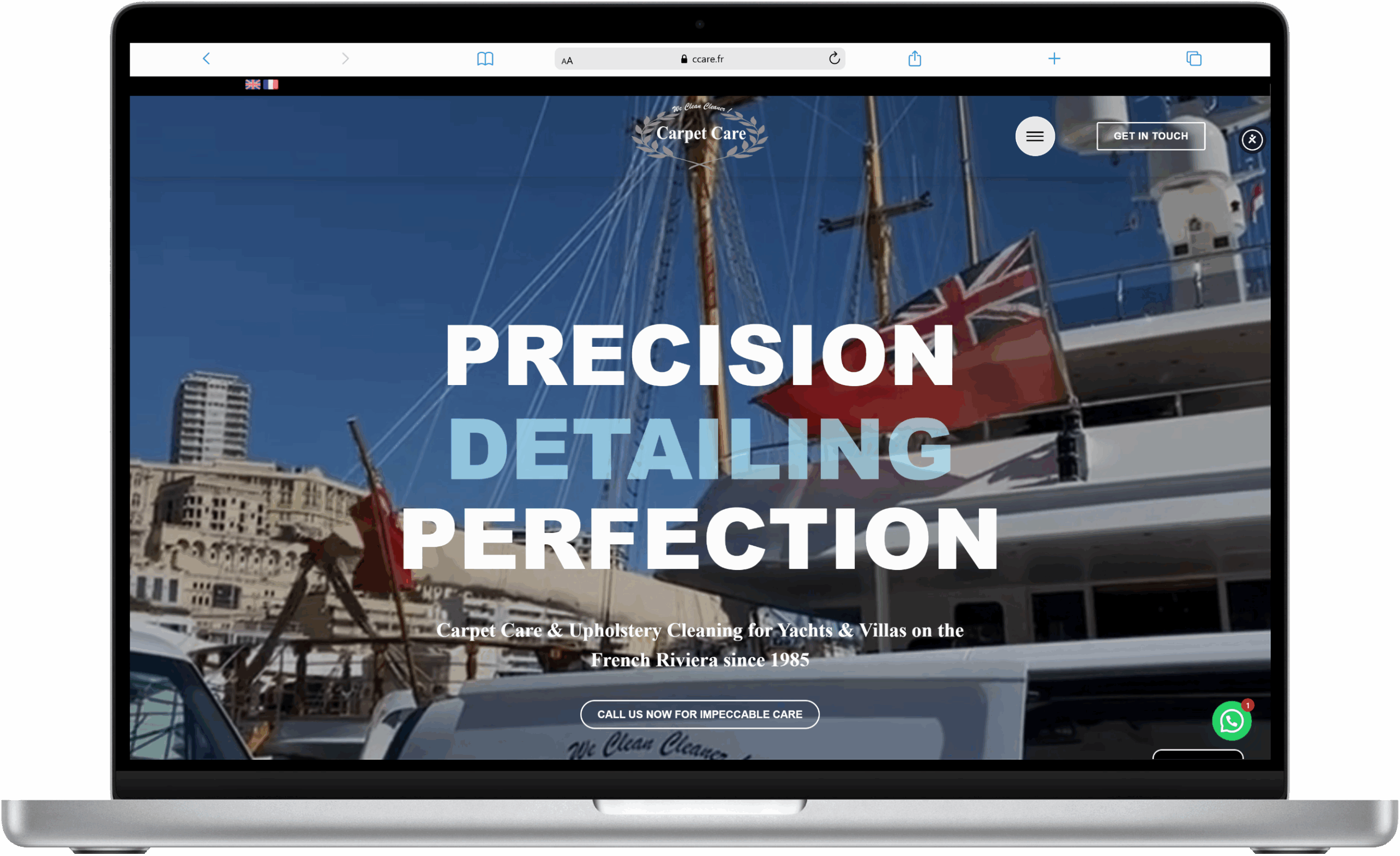 carpet cleaning business website screenshot