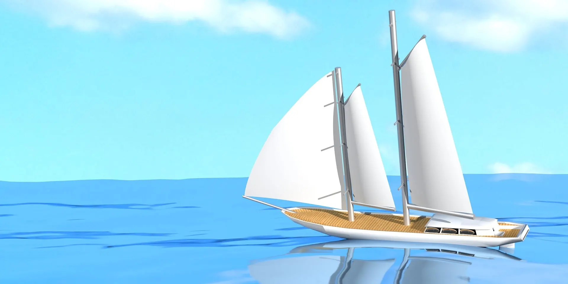 White sails of a sailing yacht against a blue sky